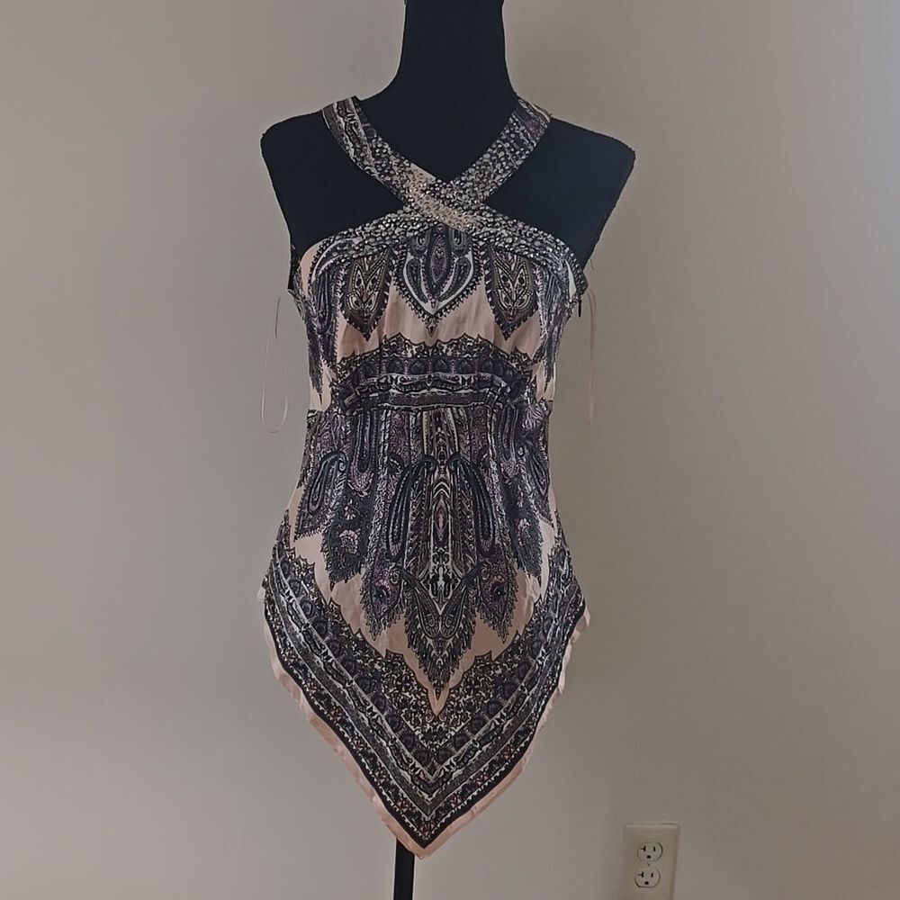 Cache Y2K Silk Halter With Silver Studs
